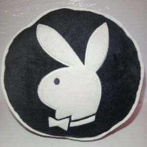 Playboy Logo Round Plush Pillow - Black & White